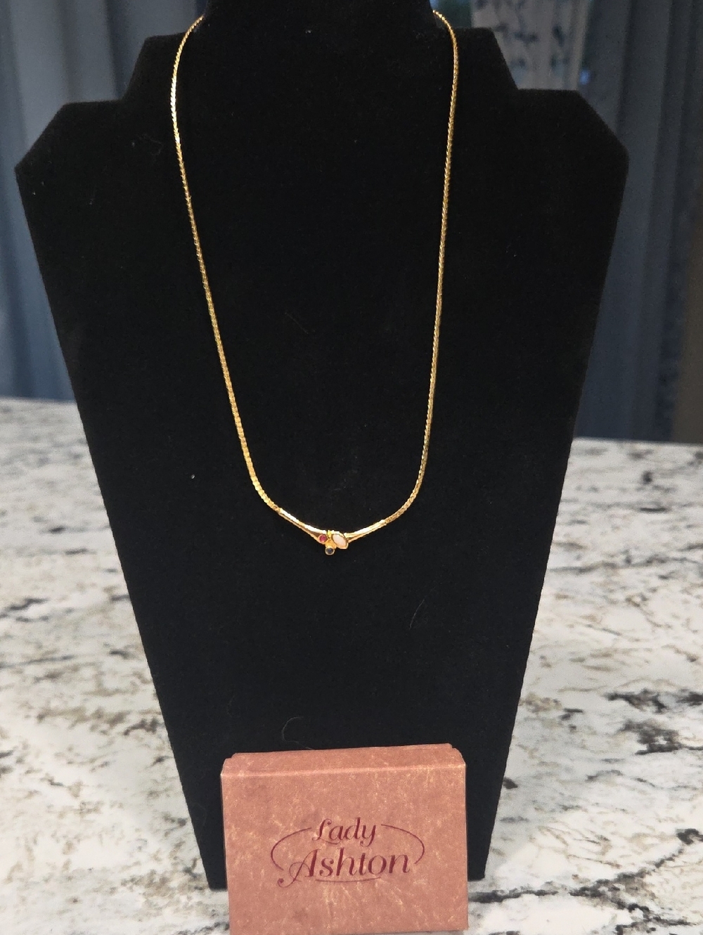 LADY ASHTON GOLD TONE WITH RUBY,OPAL,SAPPHIRE STONE